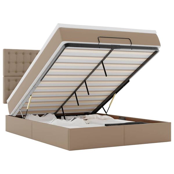 vidaXL Ottoman sängram med madrass cappuccino 140x200 cm konstläder