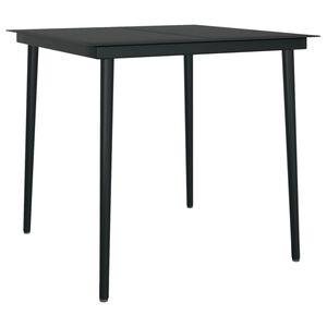 vidaXL Tr&auml;dg&aring;rdsbord svart 80x80x74 cm st&aring;l och glas