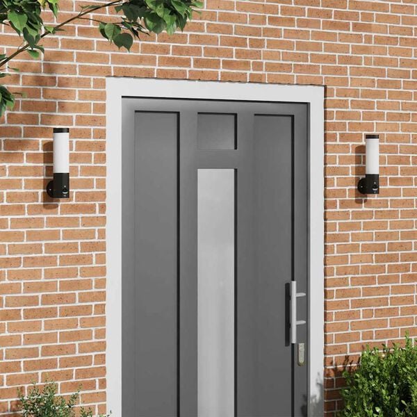 vidaXL Utomhus vägglampor 2 pcs Svart 12 x 7.5 x 29 cm Rostfritt stål