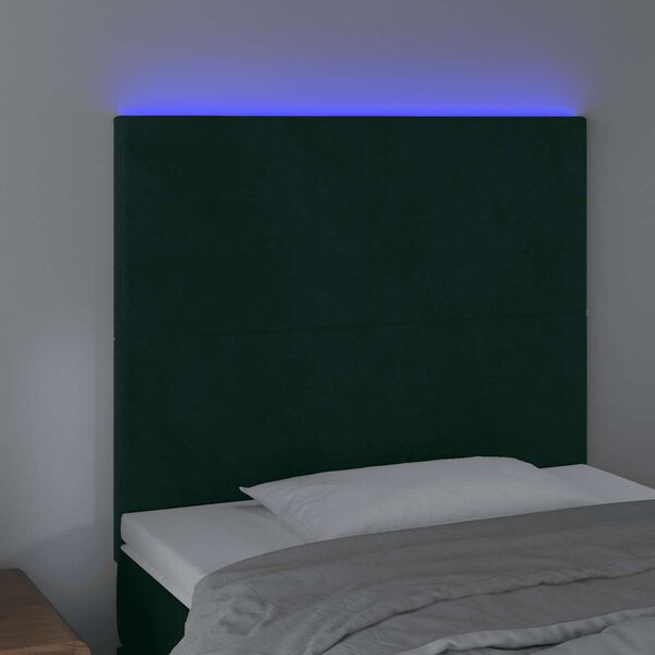 vidaXL S&auml;nggavel LED m&ouml;rkgr&ouml;n 80x5x118/128 cm sammet