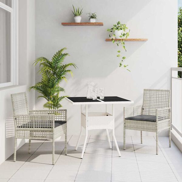 vidaXL Tr&auml;dg&aring;rdsm&ouml;belset 3 pcs Gr&aring; Poly rattan