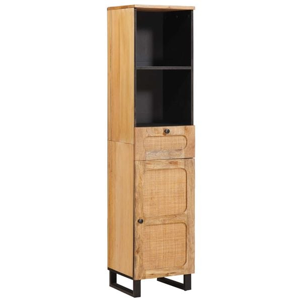 vidaXL Badrum Set med låda med hylla Naturfärg Massivt mangoträ