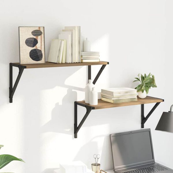 vidaXL V&auml;gg hyllor 2 pcs Artisan Ek 60 x 25 x 25,5 cm Konstruerat tr&auml;
