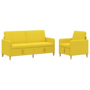vidaXL Soffgrupp med f&ouml;rvaring 2 st Ljusgul Polyester
