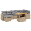 vidaXL Matgrupp f&ouml;r tr&auml;dg&aring;rden med dynor 8 delar beige konstrotting