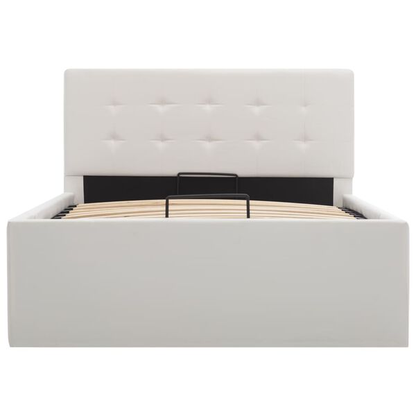 vidaXL S&auml;ngram hydraulisk f&ouml;rvaring vit konstl&auml;der 90x200 cm