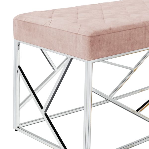 vidaXL B&auml;nk 97 cm rosa sammetstyg och rostfritt st&aring;l