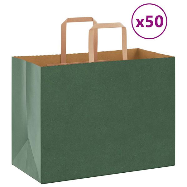 vidaXL Pappersp&aring;sar 50 st med handtag gr&ouml;n 32x17x25 cm