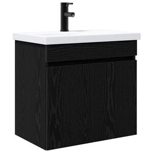 vidaXL Badrumsspegel med kran Svart ek 61 x 40 x 74,5 cm