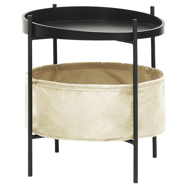 vidaXL Sidobord med korg 40x40x45,5 cm gr&auml;ddvit