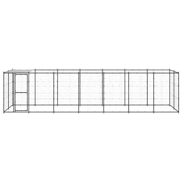 vidaXL Hundg&aring;rd f&ouml;r utomhusbruk med tak st&aring;l 16,94 m&sup2;