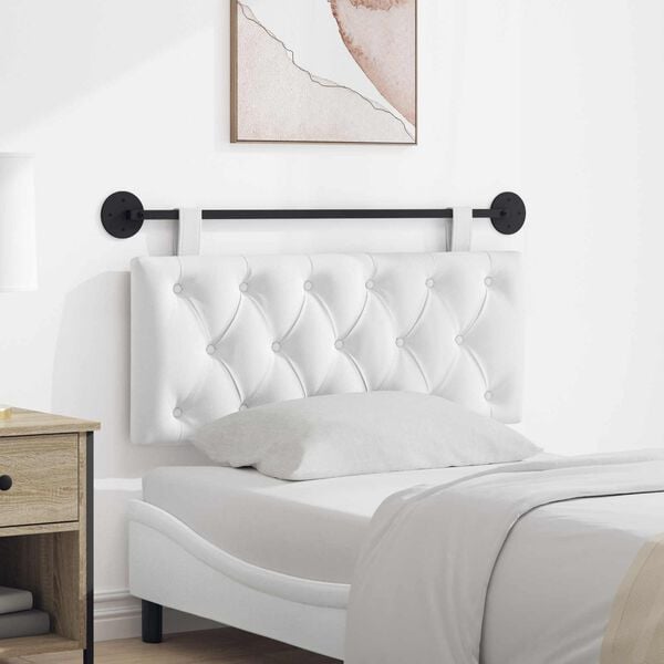 vidaXL H&auml;ngande Huvudgavel V&auml;ggmonterad Vit 110 x 55 x 7 cm tyg