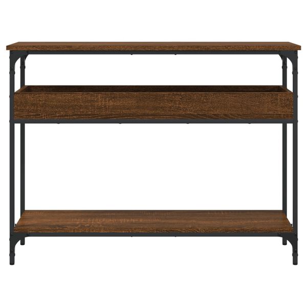 vidaXL Avlastningsbord med hylla brun ek 100x29x75 cm konstruerat tr&auml;