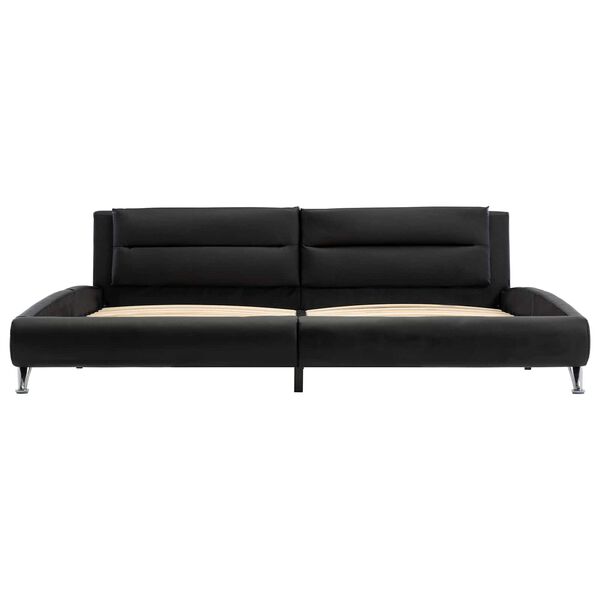 vidaXL S&auml;ngram med huvudgavel Svart 160 x 200 cm Konstl&auml;der