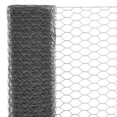 vidaXL Hönsnät stål med PVC-beläggning 25x0,75 m grå