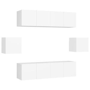 vidaXL Tv-sk&aring;p 6 delar vit konstruerat tr&auml;