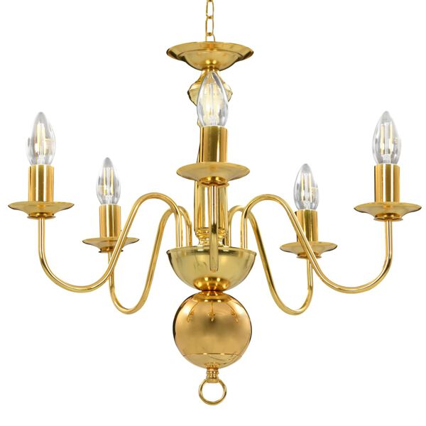 vidaXL Takkrona guld 5 x E14-glödlampor