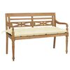vidaXL Bataviab&auml;nk med gr&auml;ddvit dyna 120 cm massiv teak