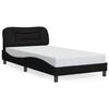 vidaXL Bed Frame with LED without Mattress "Hvar" Black 100x200 cm Fabric