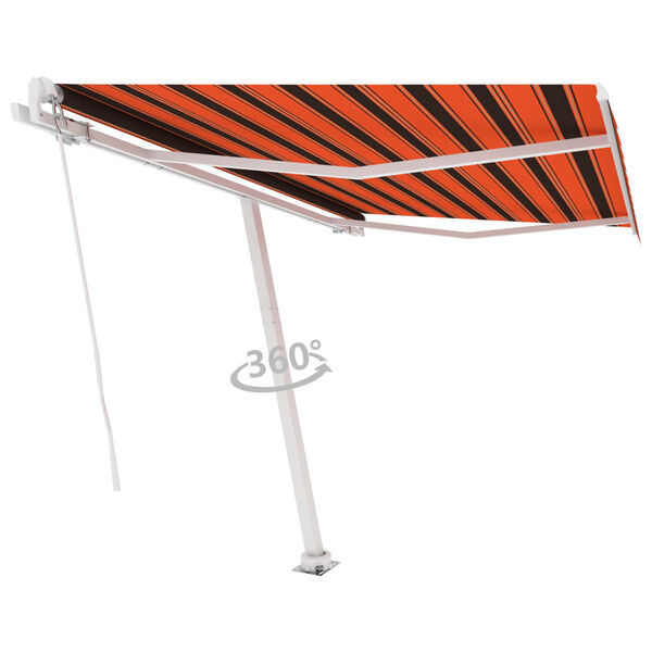 vidaXL Fristående markis manuellt infällbar 350x250 cm orange/brun