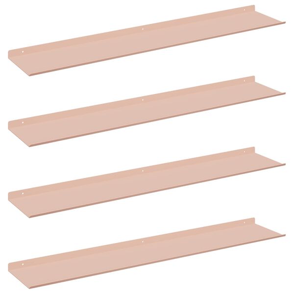 vidaXL Flytande hylla V&auml;ggmonterad 4 pcs Rosa 100 x 18 x 2,5 cm St&aring;l