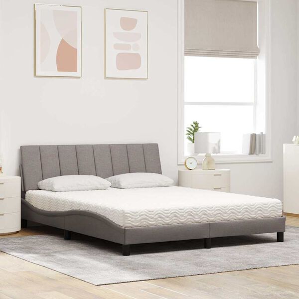 vidaXL Bed with Mattress "Hanko" Taupe 160x200 cm Fabric
