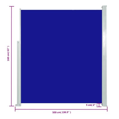 vidaXL Infällbar sidomarkis 160 x 500 cm blå