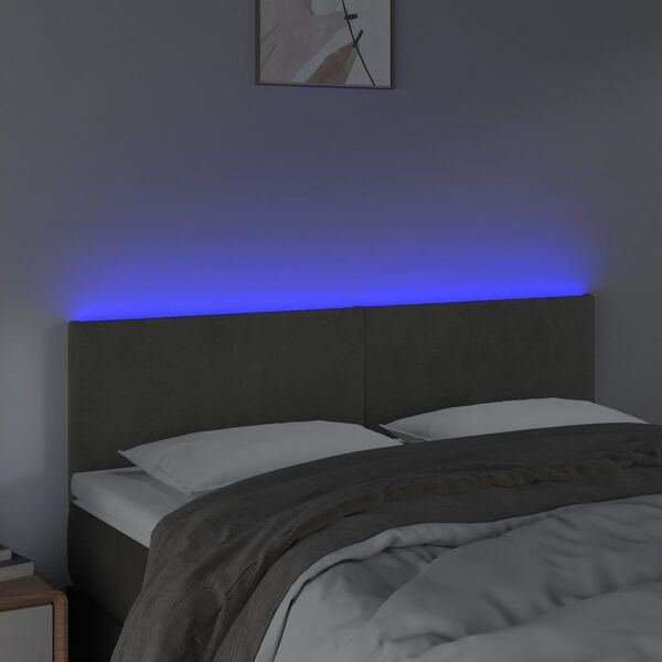vidaXL S&auml;nggavel LED m&ouml;rkgr&aring; 144x5x78/88 cm sammet