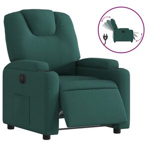 vidaXL Elektrisk reclinerf&aring;t&ouml;lj m&ouml;rkgr&ouml;n tyg