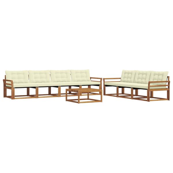 vidaXL Utomhussoffset med kudde 8 pcs Naturlig och Gr&auml;dde