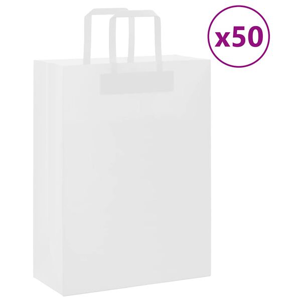 vidaXL Pappersp&aring;sar 50 st med handtag vit 26x12x35 cm