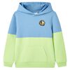 Barnhoodie bl&aring; och mjuk gul 104