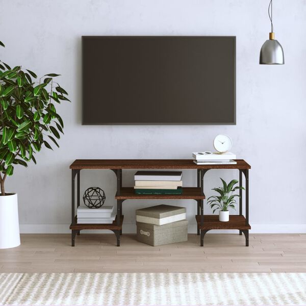 vidaXL Tv-bänk brun ek 102x35x45,5 cm konstruerat trä