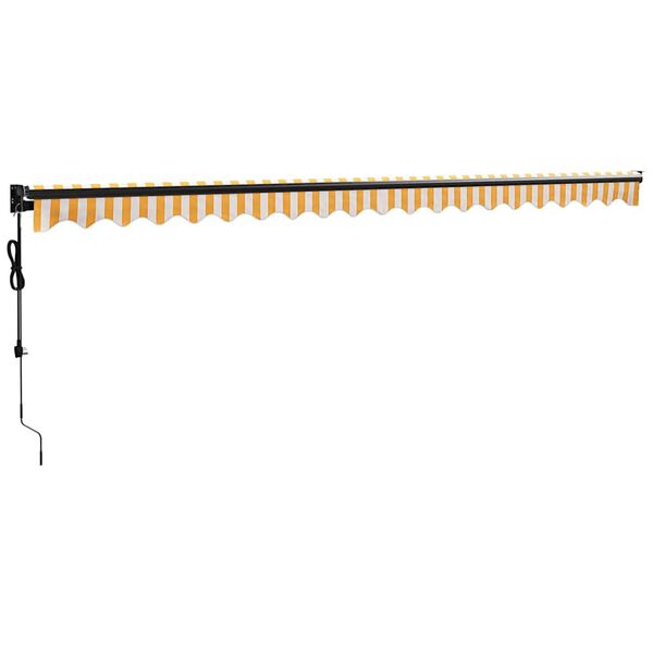 vidaXL Automatisk inf&auml;llbar markis gul och vit 5x3 m