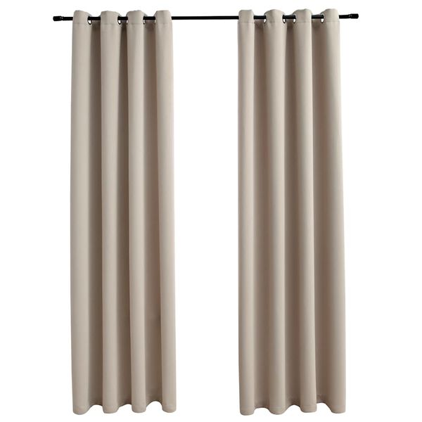 vidaXL Mörkläggningsgardiner med metallringar 2 st beige 140x175 cm
