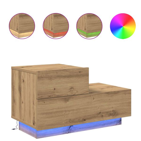 vidaXL Nattduksbord Artisan Ek 70 x 36 x 40,5 cm Konstruerat tr&auml;
