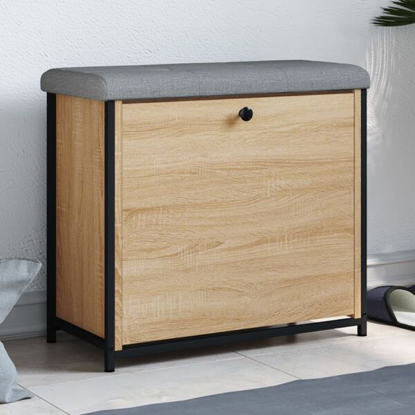 vidaXL Skob&auml;nk med flip-l&aring;da sonoma-ek 62x32x56 cm