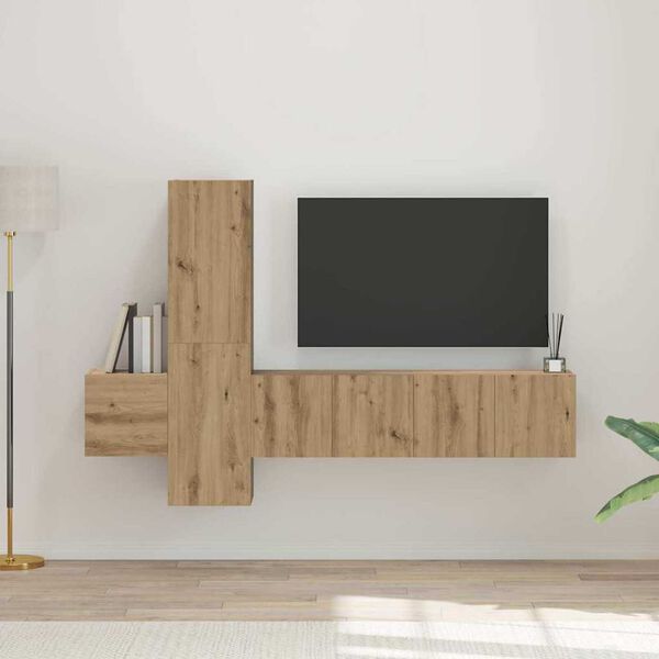 vidaXL TV-b&auml;nkset 5 pcs artisan ek 181 x 30 x 120 cm Konstruerat tr&auml;