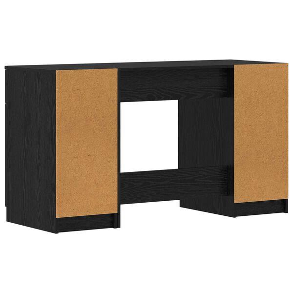 vidaXL Skrivbord med låda Svart Ek 133 x 50 x 75 cm Konstruerat trä