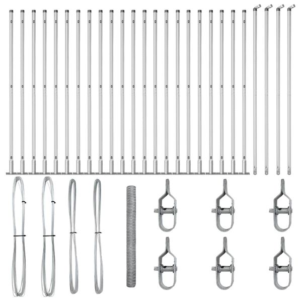 vidaXL St&auml;ngselstolpe Silver 50 x 1,5 m (36 mm maskor) St&aring;l