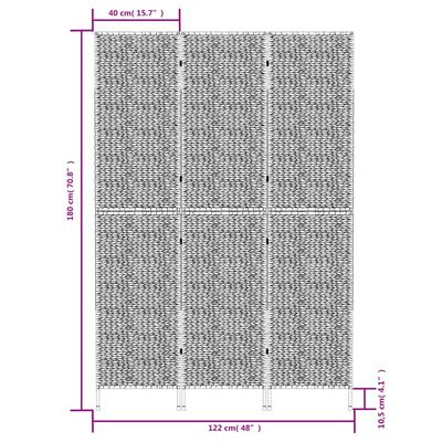 vidaXL Rumsavdelare 3 paneler 122x180 cm vattenhyacint
