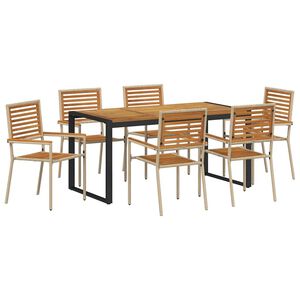 vidaXL Tr&auml;dg&aring;rdsm&ouml;belset 7 pcs Beige och brun konstrotting