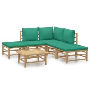 vidaXL Loungegrupp 6 delar gr&ouml;na dynor bambu