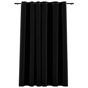 vidaXL M&ouml;rkl&auml;ggningsgardin med &ouml;ljetter linnelook svart 290x245cm