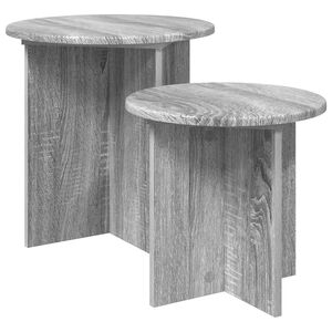 vidaXL Sidobordsset med lagring 2 pcs Gr&aring; sonoma-ek Konstruerat tr&auml;