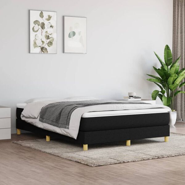 vidaXL Boxspring-sängram svart 140x190 cm tyg