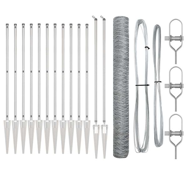 vidaXL St&auml;ngselstolpe Silver 25 x 1,2 m (50 mm n&auml;t) St&aring;l