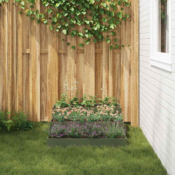 vidaXL Trädgårdsplanterare Olivgrön 90 x 90 x 35 cm Kallvalsat stål