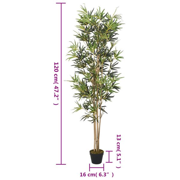 vidaXL Konstväxt bambu 552 blad 120 cm grön