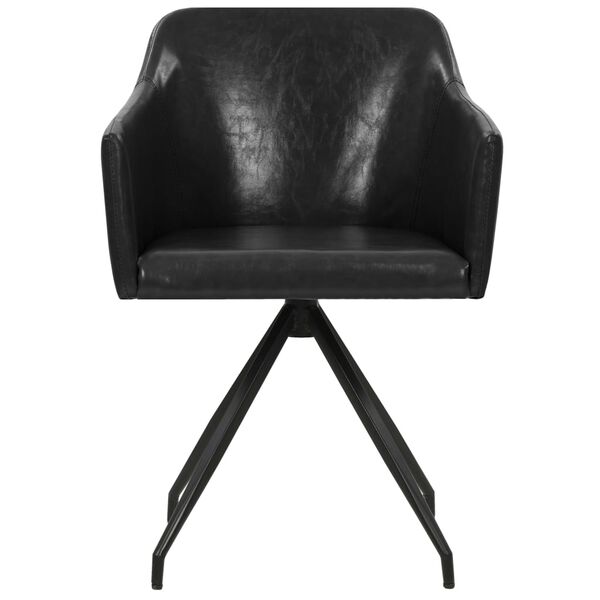 vidaXL Snurrbara matstolar 2 st svart konstl&auml;der